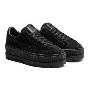 Puma X Fenty Rihanna black suede cleated creepers, size 10